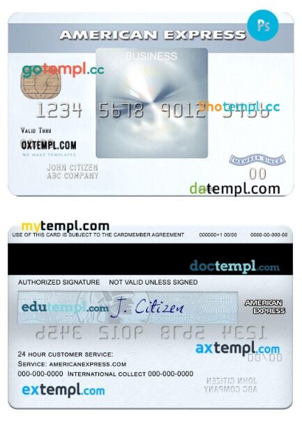 USA New York CFSB bank amex everyday® business credit card template in PSD format