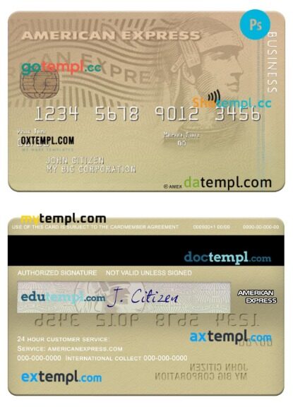 USA Ohio SUTTON bank Amex Membership business credit card template in PSD format