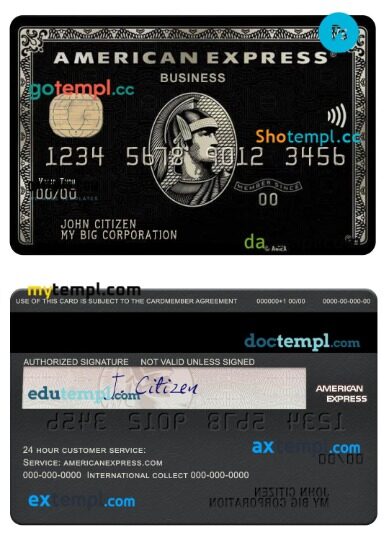 USA PNC bank amex black business card template in PSD format