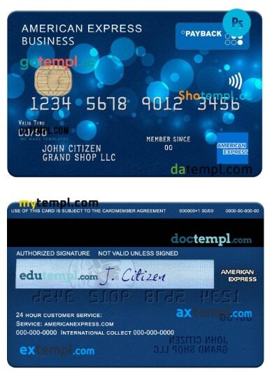 USA Regions bank amex payback business card template in PSD format