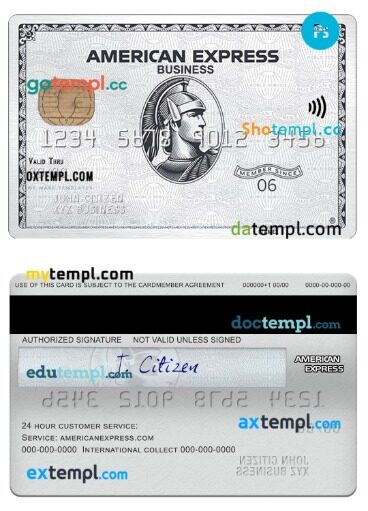 USA Sutton bank amex platinum business card template in PSD format