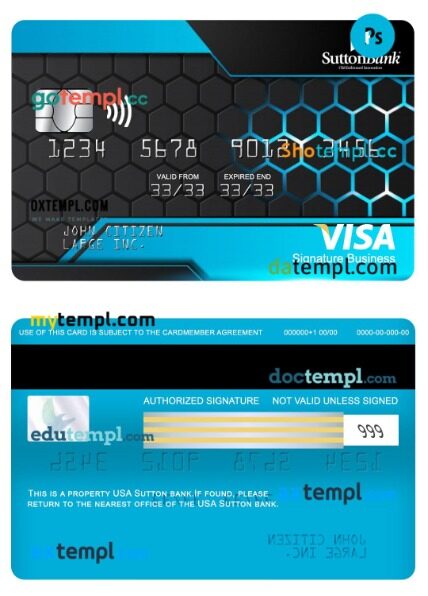 USA Sutton bank signature business card template in PSD format