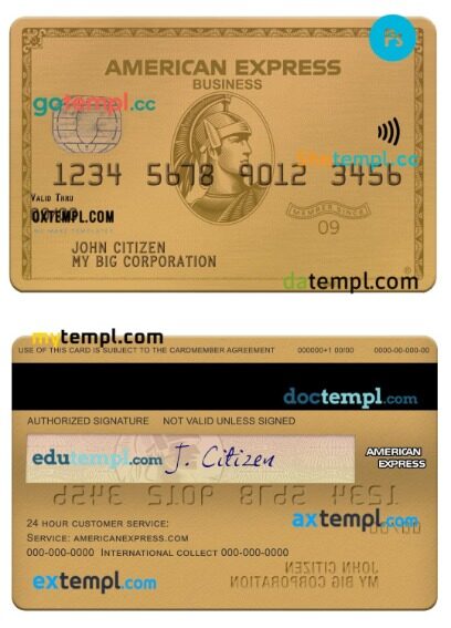 USA Texas 5Point Credit Union bank amex gold business card template in PSD format