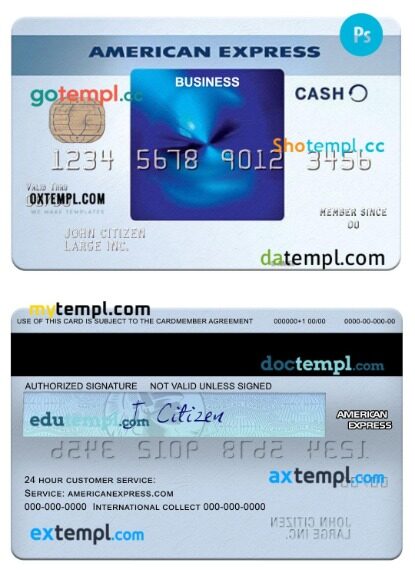 USA Truist Bank Blue Cash Everyday® business card from Amex template in PSD format