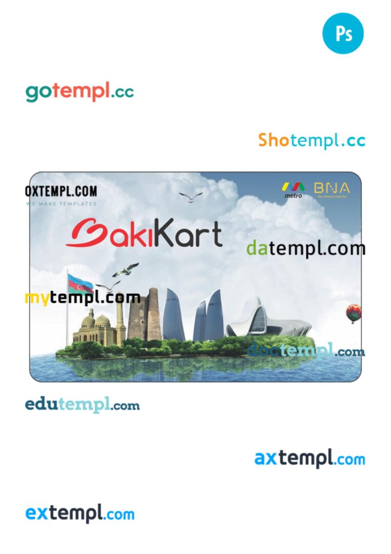 Azerbaijan transport card (BakiKart) PSD template