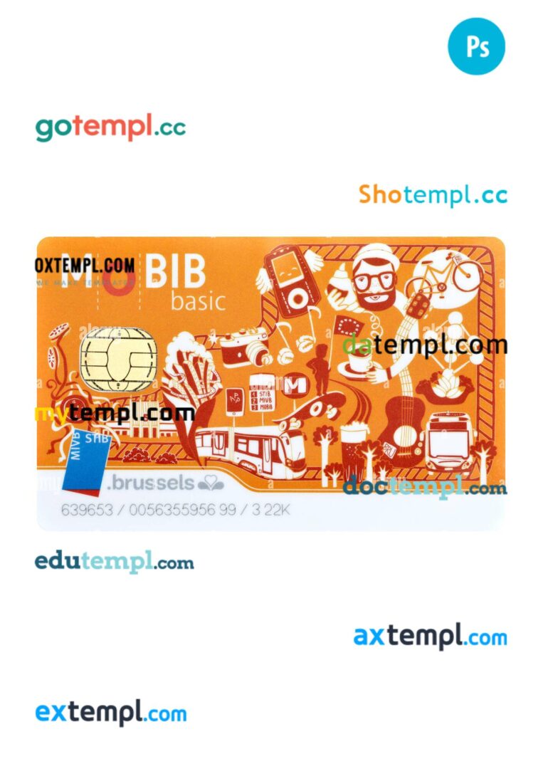 Belgium transport card PSD template