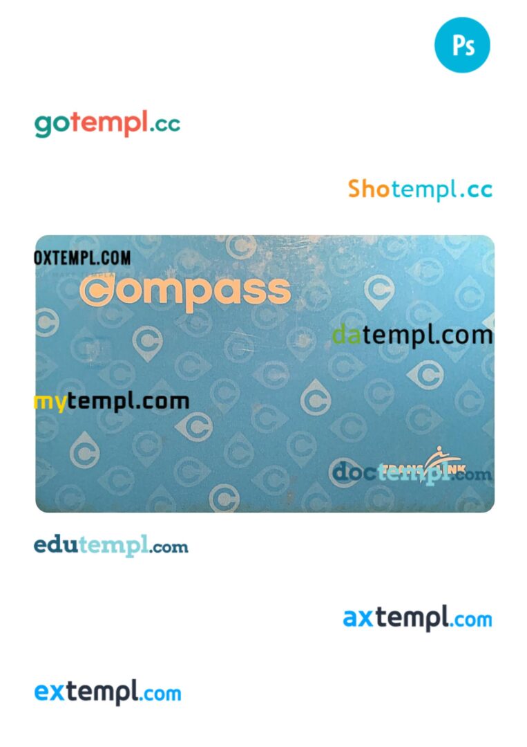 Canada British Columbia transport card PSD template