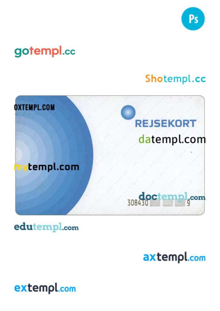 Denmark transport card PSD template