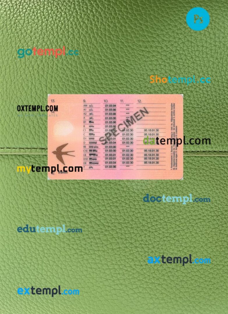 Estonia driving license PSD files, scan look and photographed image, 2 in 1, 2025-present - Image 2
