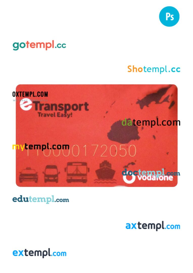 Fiji transport card PSD template, version 2