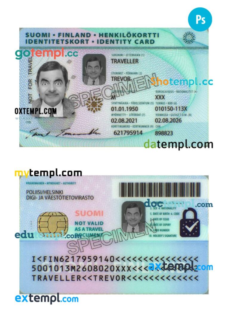 Finland ID card PSD template, 2021-present