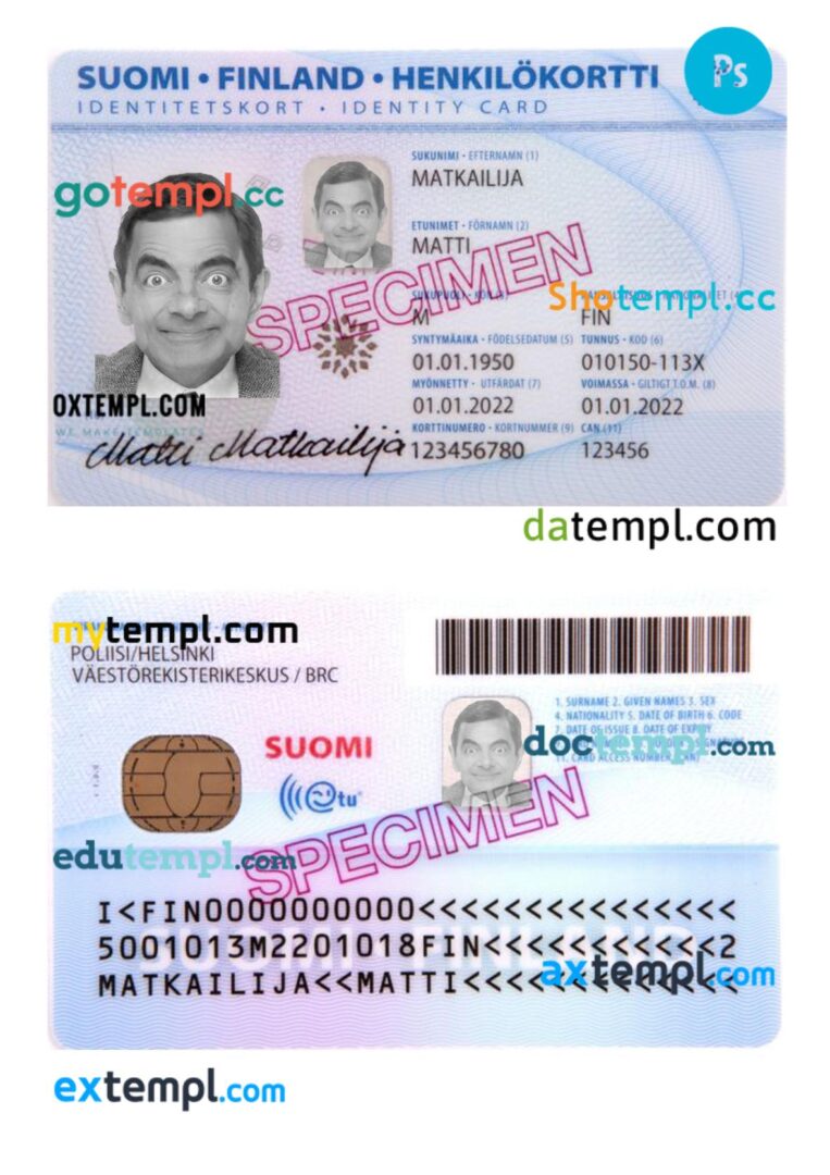 Finland ID card PSD template, 2022-present