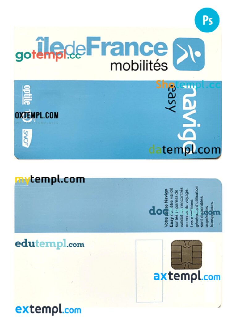 France transport card PSD template