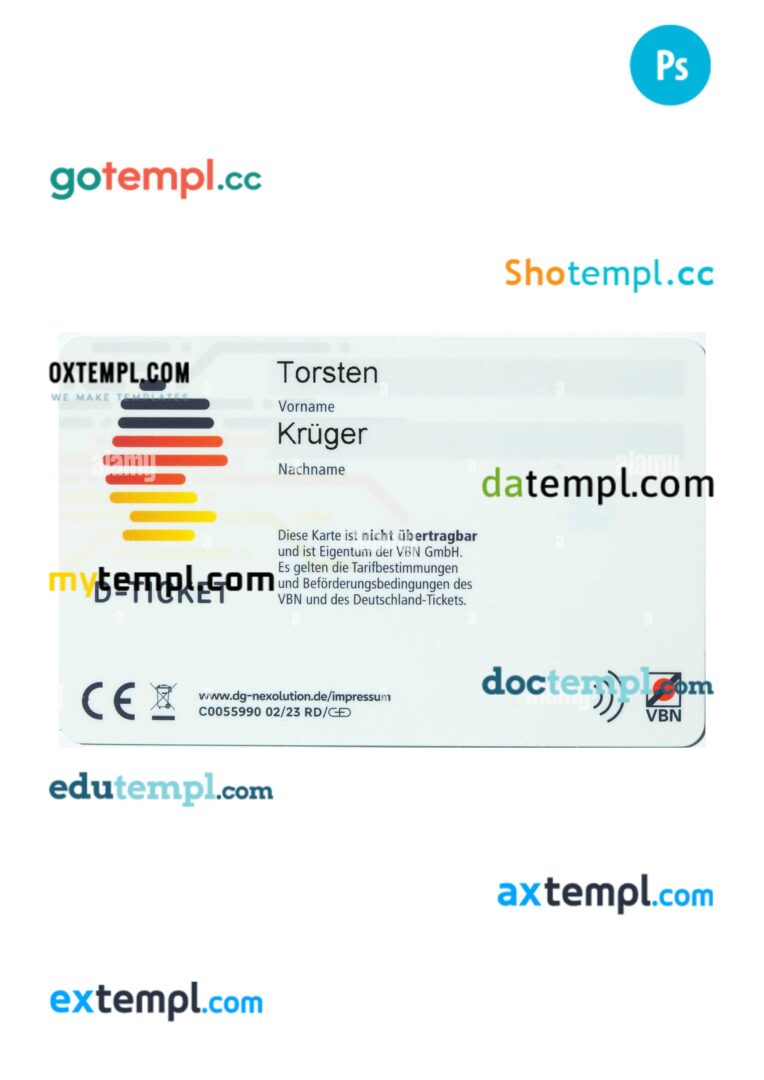 Germany transport card PSD template