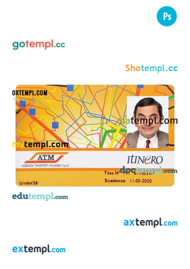 Italy transport card PSD template