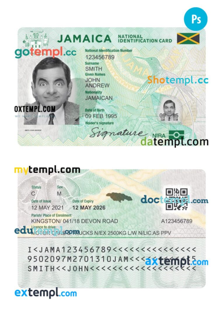 Jamaica ID card PSD template, 2021-present