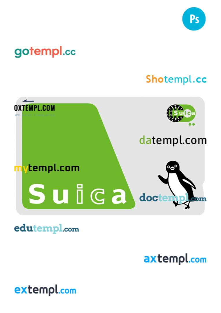 Japan transport card PSD template