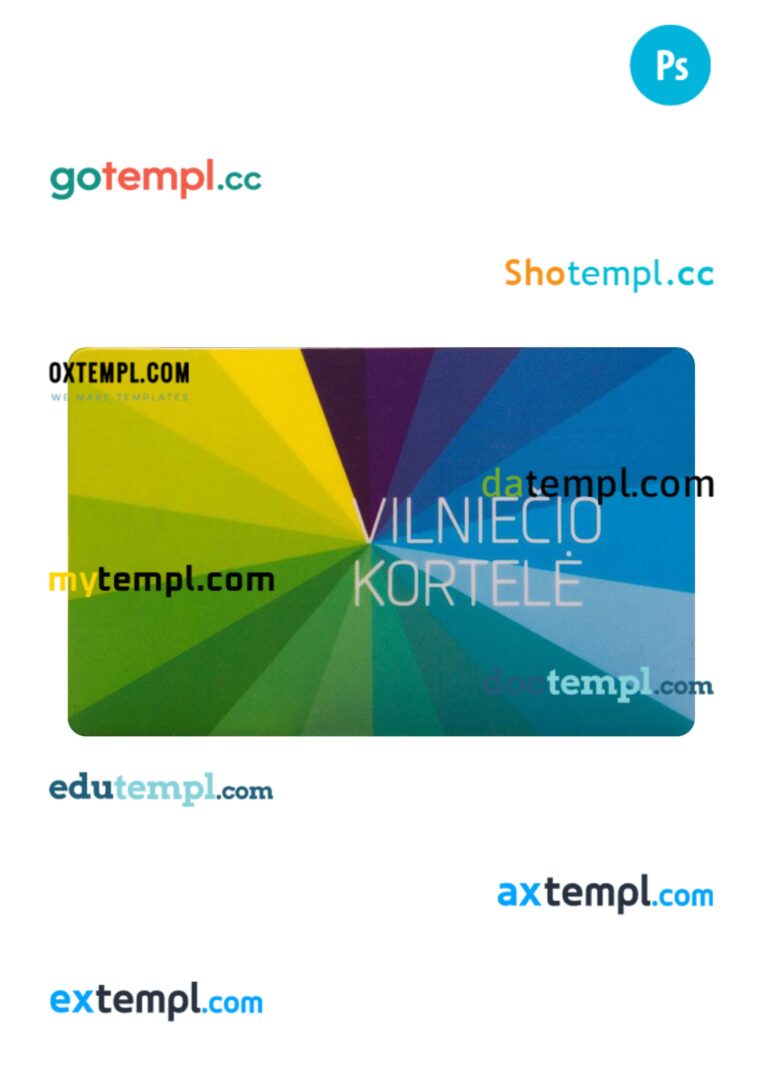 Lithuania transport card PSD template