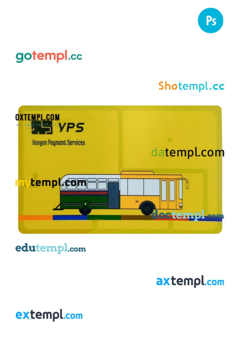 Myanmar transport card PSD template