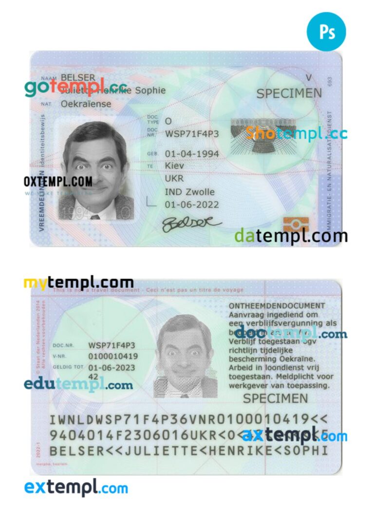 Netherlands immigration and residence ID card PSD example