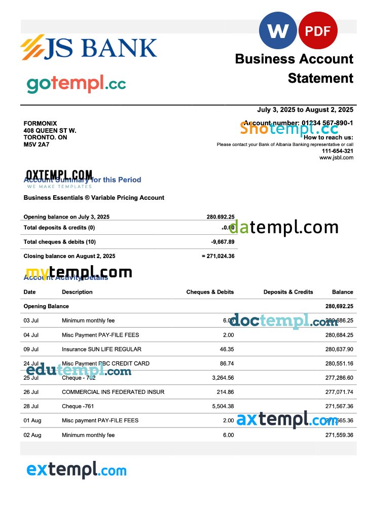 Pakistan JS firm statement Word and PDF template