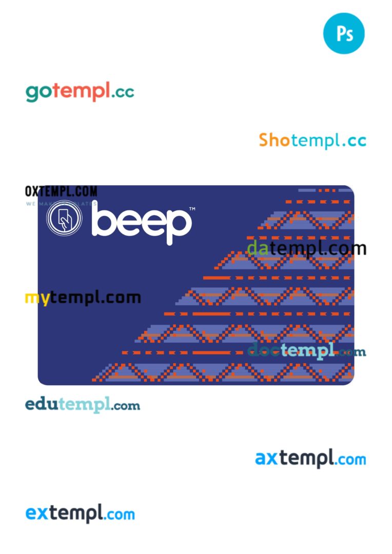 Philippines beep transport card PSD template