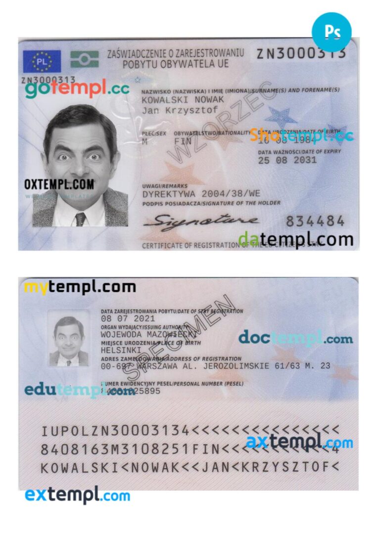 Poland residence permit PSD example, 2021-present