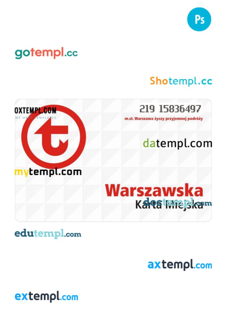 Poland transport card PSD template