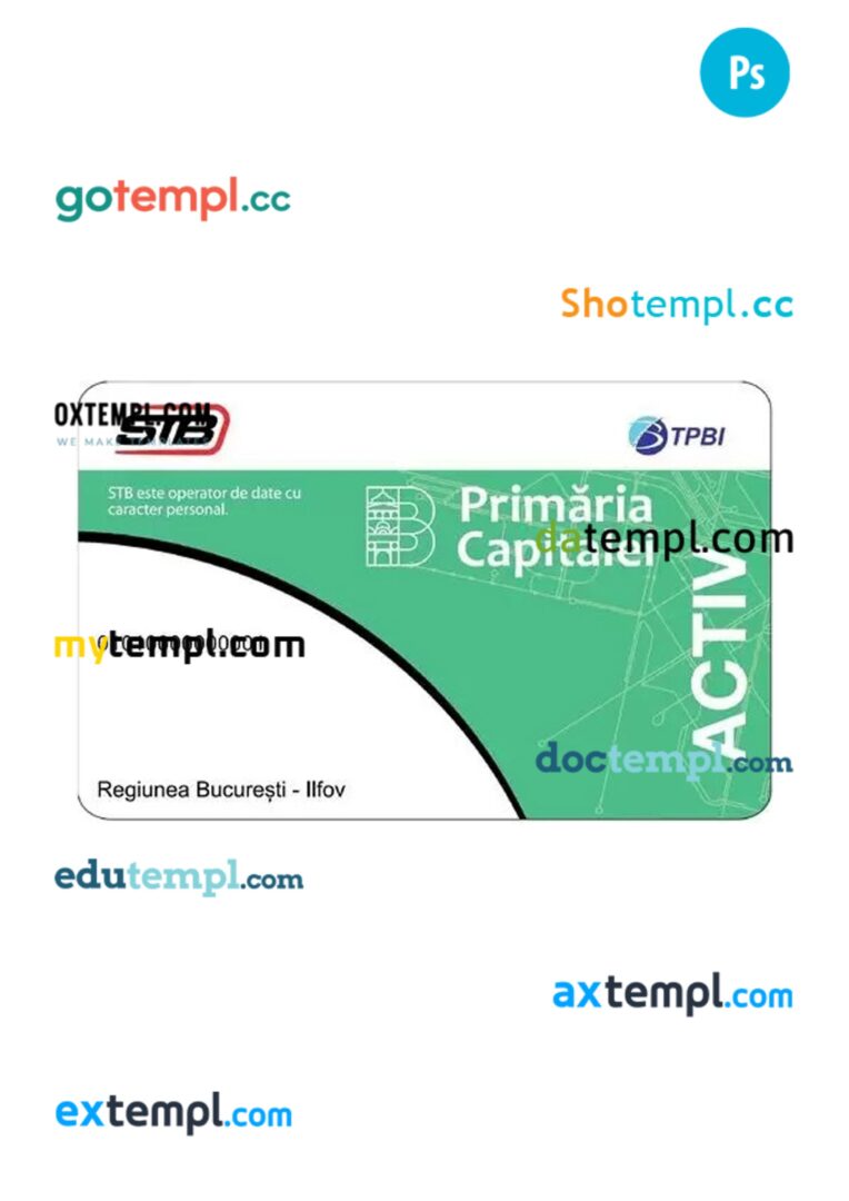 Romania transport card PSD template