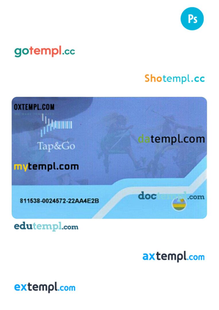 Rwanda transport card PSD template