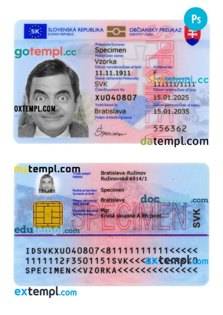 Slovakia ID card PSD template, 2025-present