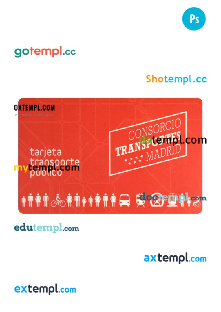 Spain transport card PSD template