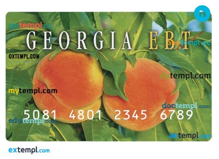 USA Georgia EBT card template in PSD format