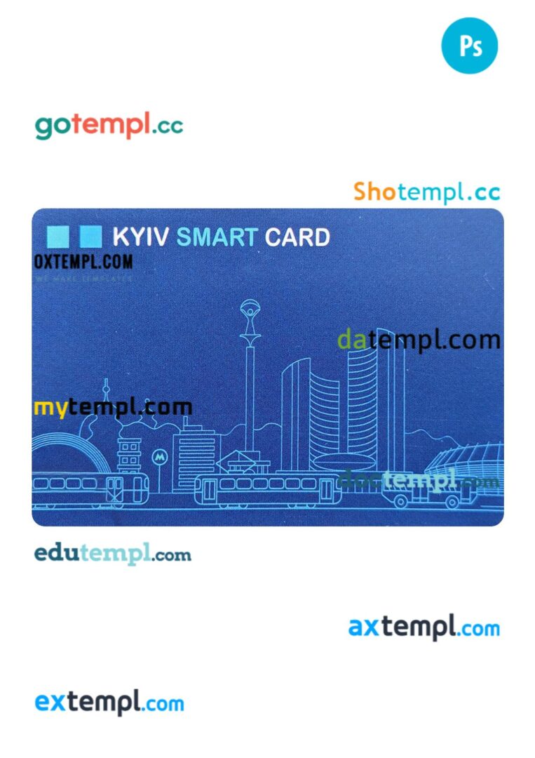 Ukraine transport card PSD template