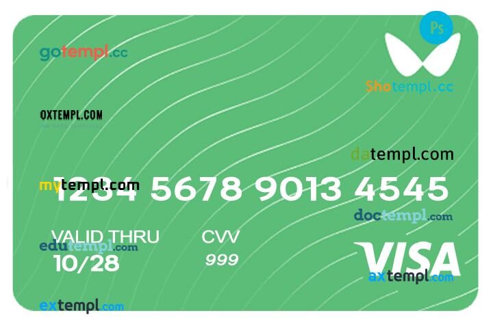 Estonia Wallester Bank visa card template in PSD format
